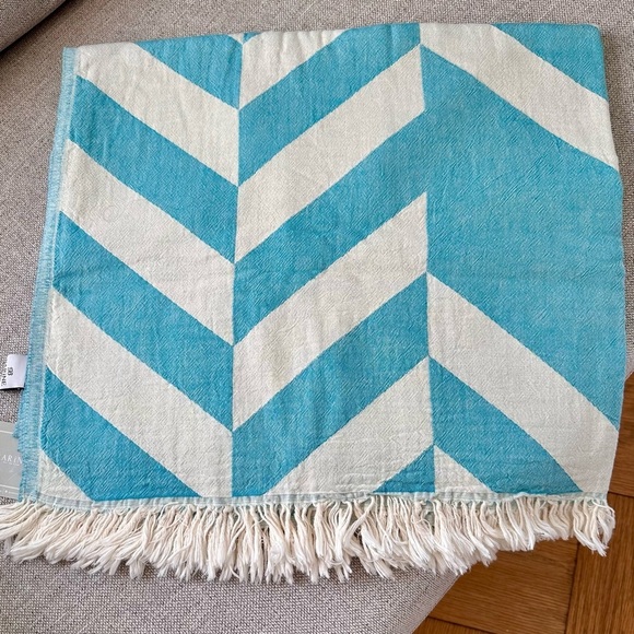 Chevron Pestamal 100% Cotton Turkish Towel Turquoise - Picture 2 of 4